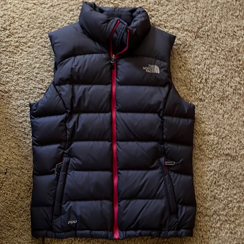 The North Face Purple Puffer Vest with Hot Pink Accents